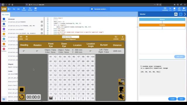 Random even integers in a specific numerical range (Python VEXCode VR) смотреть онлайн
