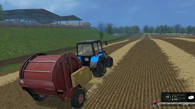Рабочие будни 8 день.Уборка соломы. Работаю на МТЗ 82 с ПРФ 180.Farming Simulator 2015