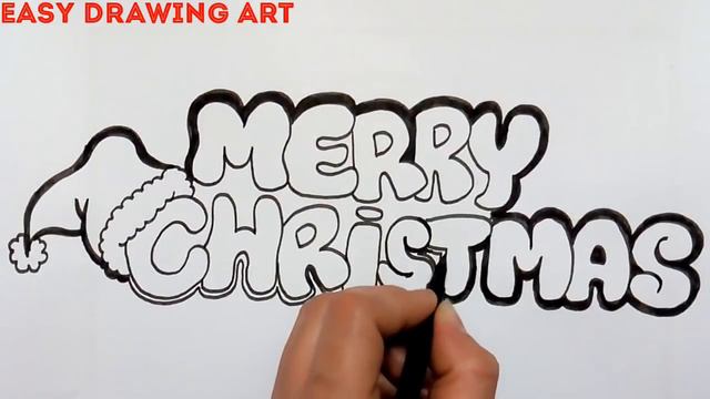 how to write Merry Christmas in bubble letters || how to make Christmas day greeting card drawing смотреть онлайн