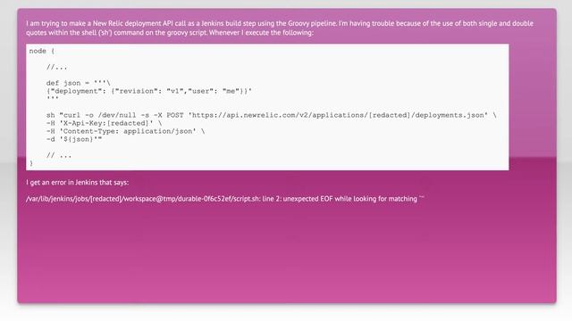 How to make a curl request with json in jenkins pipeline groovy script смотреть онлайн