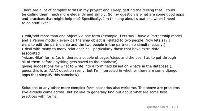 Django : Complex forms in Django - what apps and Django/Python features should I look at? смотреть онлайн