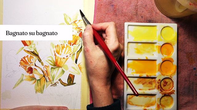 Narcisi ad acquerello 🌼 un metodo alternativo per dipingere le ombre nei petali gialli смотреть онлайн