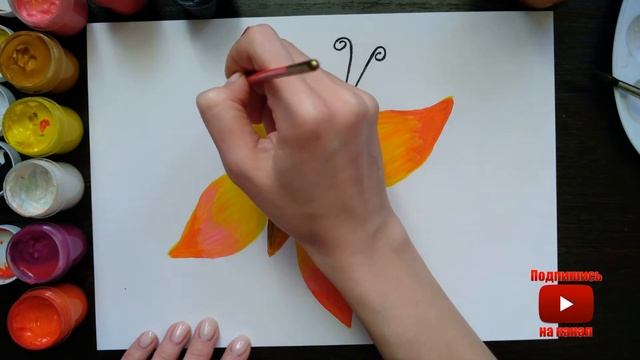 Рисуем Бабочку. Бабочка гуашью. смотреть онлайн