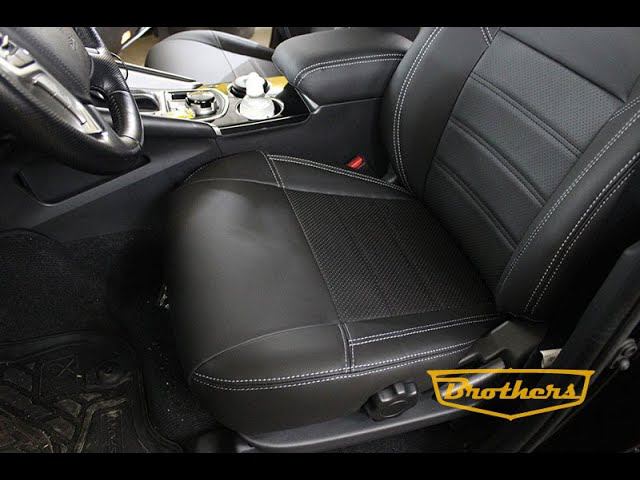Чехлы на Mitsubishi Pajero Sport 3 из экокожи с серой двойной строчкой смотреть онлайн