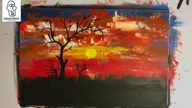 Картина акрилом Африка | Рисунок акриловыми красками жираф в Африке на закате | ? acrylic painting смотреть онлайн