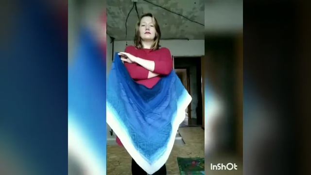 Вязаная шаль ручной работы. Слонимская пряжа смотреть онлайн