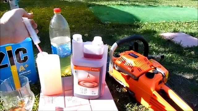 Как приготовить топливную смесь для бензопилы (любительская сьемка) смотреть онлайн