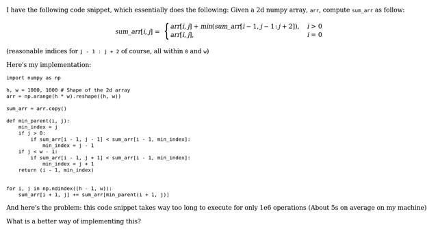 Code Review: Cumulative sum of the smallest neighbors in the previous row in a Numpy array смотреть онлайн