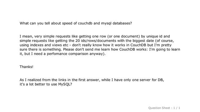 MySQL : couchdb vs mysql speed смотреть онлайн