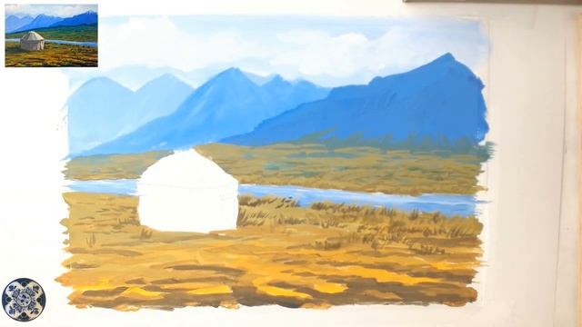ИЗО 4 класс Народы гор и степей #пейзаж с юртой, #рисуемсалексеемникулиным #казахстан #юрта смотреть онлайн