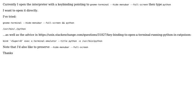 Unix & Linux: How do I bind the Python interpeter to a key? смотреть онлайн