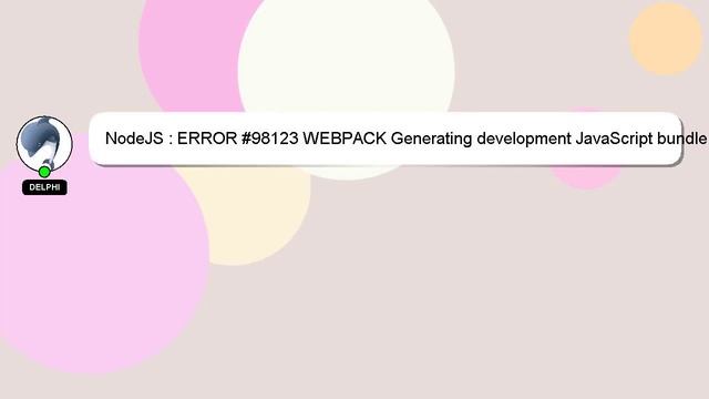 NodeJS : ERROR #98123 WEBPACK Generating development JavaScript bundle failed on `gatsby develop` смотреть онлайн