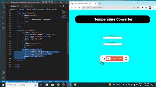 Temperature Converter App using HTML, CSS & JavaScript in VS Code смотреть онлайн