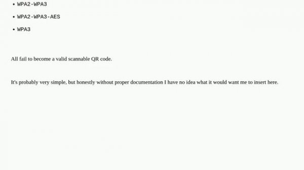 WiFi QR Code format for WPA2/WPA3