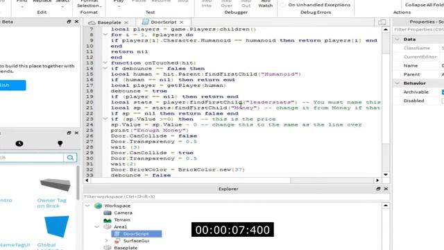Как сделать дверь за валюту в roblox studio\\За 20 секунд смотреть онлайн
