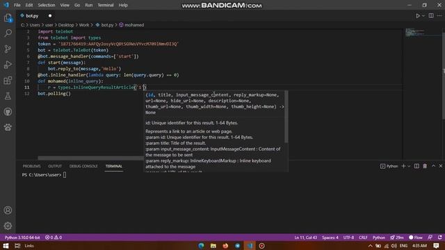 شرح مكتبة TeleBot الحلقه الحاديه عشر #Inline_Query . смотреть онлайн