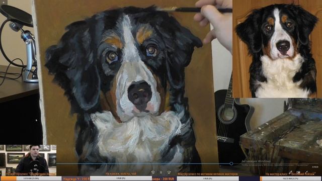 Как нарисовать собаку, щенка. Живопись маслом. смотреть онлайн