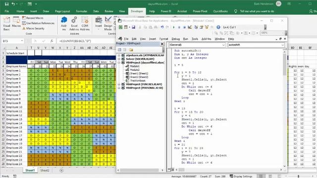 Enter the days off before you create you schedule in Excel смотреть онлайн