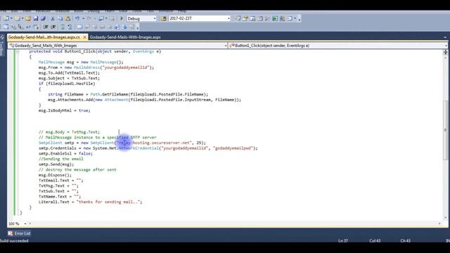 Send eMail With Attachment (asp.net, c#) code SMTP Server Godaddy смотреть онлайн