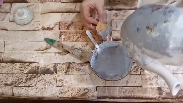 Добавила соду в краску и перекрасила старый чайник/акриловымикрасками/поделки/переделки/декор/ смотреть онлайн