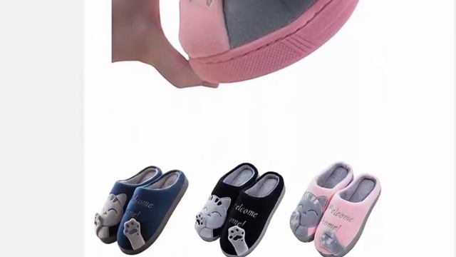 Домашние тапочки для женщин зимние мультяшный Кот смотреть онлайн