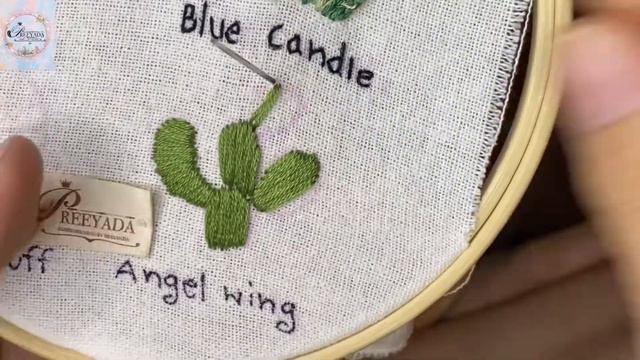 How to embroider cactus angel wings การปักต้นกระบองเพชร ปีกนางฟ้า смотреть онлайн