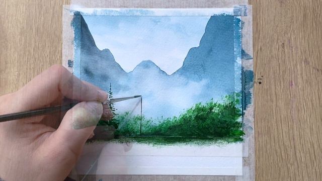 Watercolor Painting Tutorial | Misty Scenery | Easy Watercolor Painting For Beginners смотреть онлайн