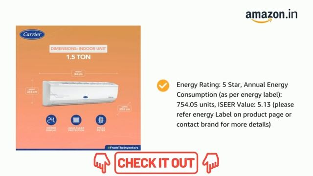 Carrier 1.5 Ton 5 Star AI Flexicool Inverter Split AC | Specification