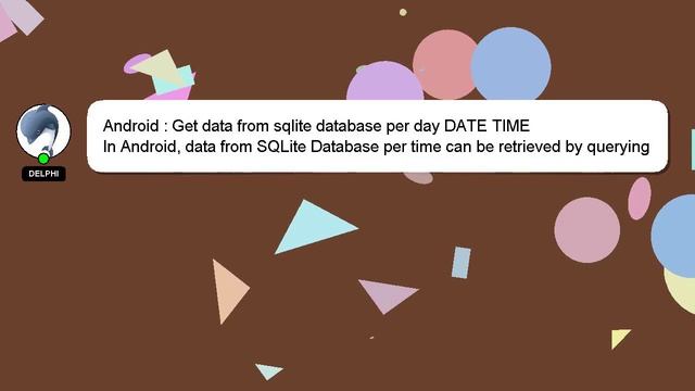 Android : Get data from sqlite database per day DATE TIME смотреть онлайн