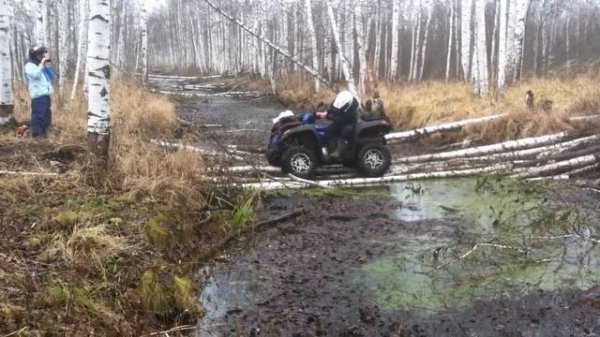 Gamax 600 через болото по самодельному мосту