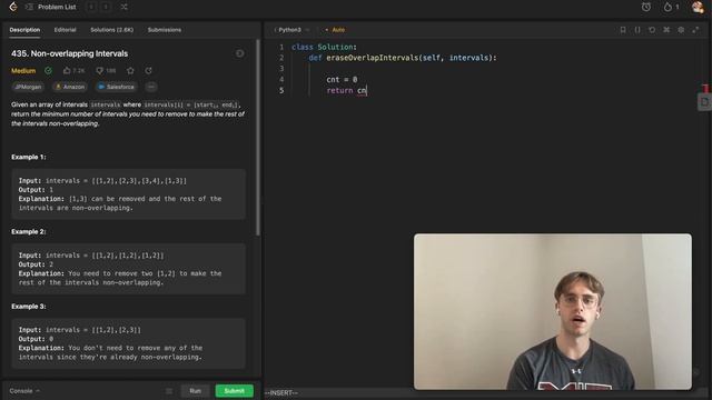 435. Non overlapping Intervals - LeetCode Python Solution смотреть онлайн