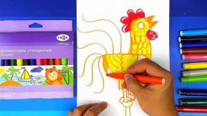 Как нарисовать Золотого Петушка из сказки Пушкина - урок рисования