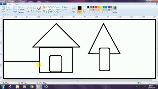 How to draw mini house ( in ms paint ) easy смотреть онлайн
