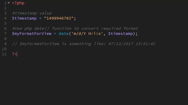 Convert timestamp value into date/time format with PHP смотреть онлайн
