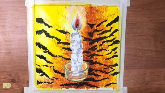 Урок живописи, шаг за шагом | Натюрморт| Свеча | Для отдыха | #ASMR #живопись #гуашь #натюрморт смотреть онлайн