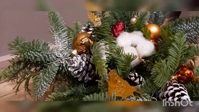 Новогодняя композиция из нобилиса, датской пихты. смотреть онлайн