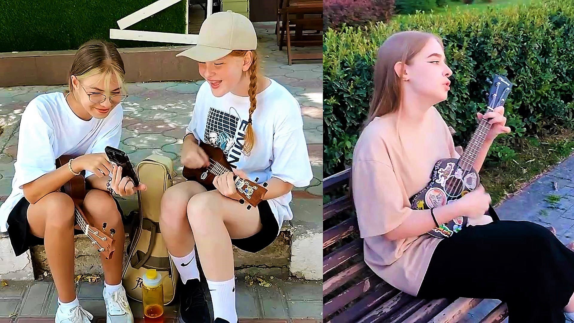 Девушки играют на Гавайской гитаре укулеле песни ЦОЯ,ДДТ,Стрыкало,Отпетые мошенники смотреть онлайн