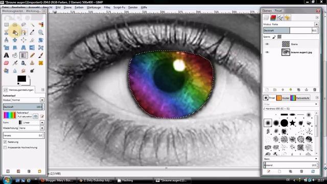 GIMP 2.8 Tutorial - Augenfarbe ändern - Regenbogen смотреть онлайн