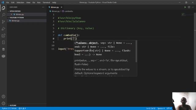 Cambodia (Khmer) Python Lesson 18 Def (Function) смотреть онлайн