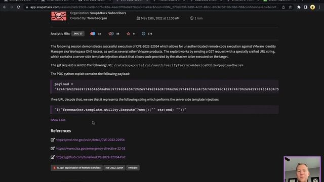 VMware Identity Manager & Workspace ONE SSTI/RCE (CVE-2022-22954) | Threat SnapShot смотреть онлайн