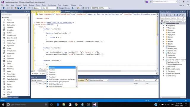 How to use javascript function declaration in asp.net || visual studio 2015 #javascript tutorials 1 смотреть онлайн