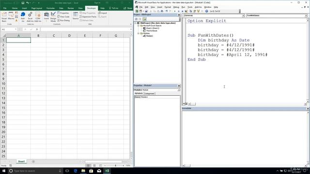 Excel VBA Programming - Variables and Data Types | 12 - The Date Data Type смотреть онлайн