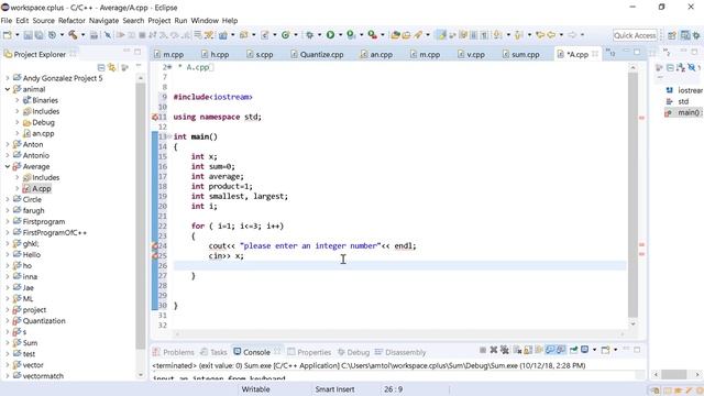 How to find sum,average,largest,smallest with C++ смотреть онлайн