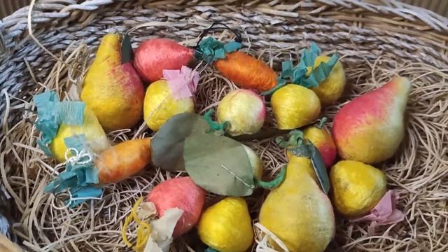 ватные ёлочные игрушки старинные 40-х годов .. ёлочные овощи и фрукты .. ёлочные игрушки СССР смотреть онлайн