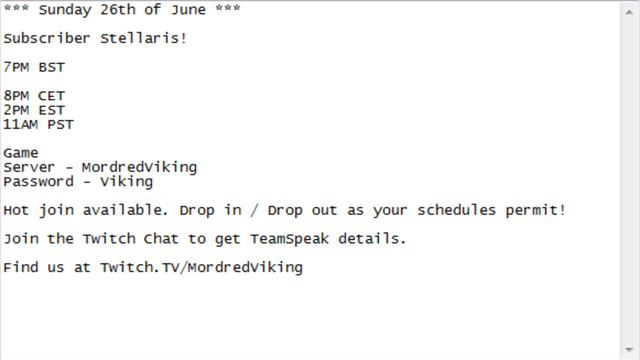 Twitch Stream - 26th June (Subscriber Stellaris!)