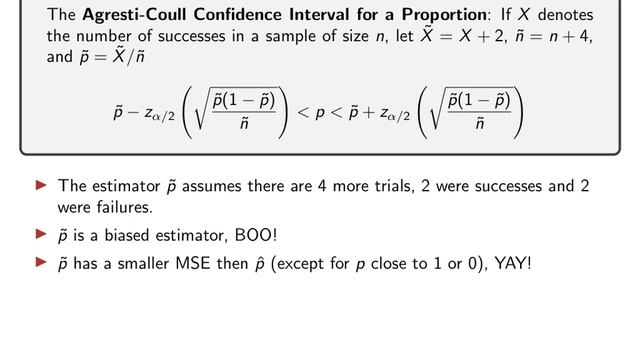Chapter 7: Agrestic-Coull 95% Confidence Interval for Proportion смотреть онлайн
