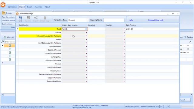 Import deposits into QuickBooks desktop using Zed Axis смотреть онлайн
