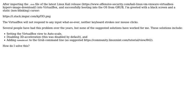Black screen with static cursor on Kali Linux 2018.3 on VirtualBox смотреть онлайн
