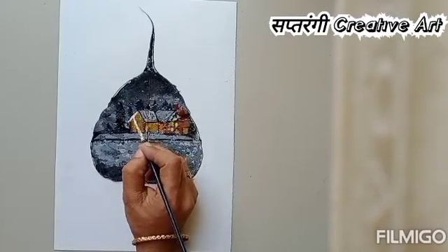Painting on Peepal Leaf | Skeleton peepal leaf Art ||Snowy Winter Painting on Leaf🍃|Peepal Leaf Art смотреть онлайн