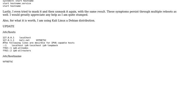 My machine has no hostname "Failed to start hostname.service: Unit hostname.service is masked." смотреть онлайн